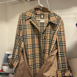 Burberry Tan Plaid Trench Coat